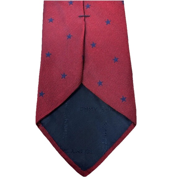 Tommy Hilfiger Men's Silk Tie Red with Navy Blue Stars 57.5" x‎ 3.5" - Picture 5 of 7